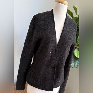 Ann Taylor Black Stretch Knit Blazer Shimmer Women’s Small EUC